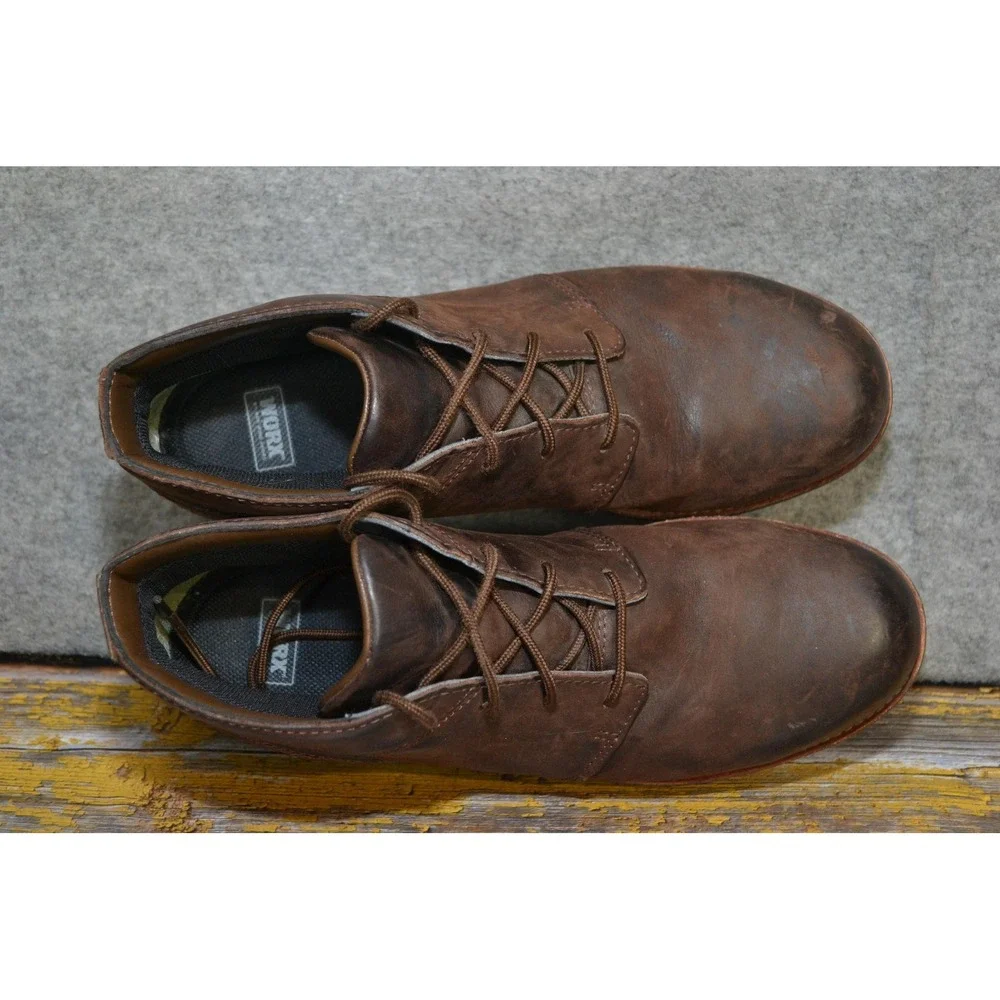 Red Wing‎ Zinc Boots Mens 9.5 Brown Worx Chukka Leather Safety Toe Ankle Work